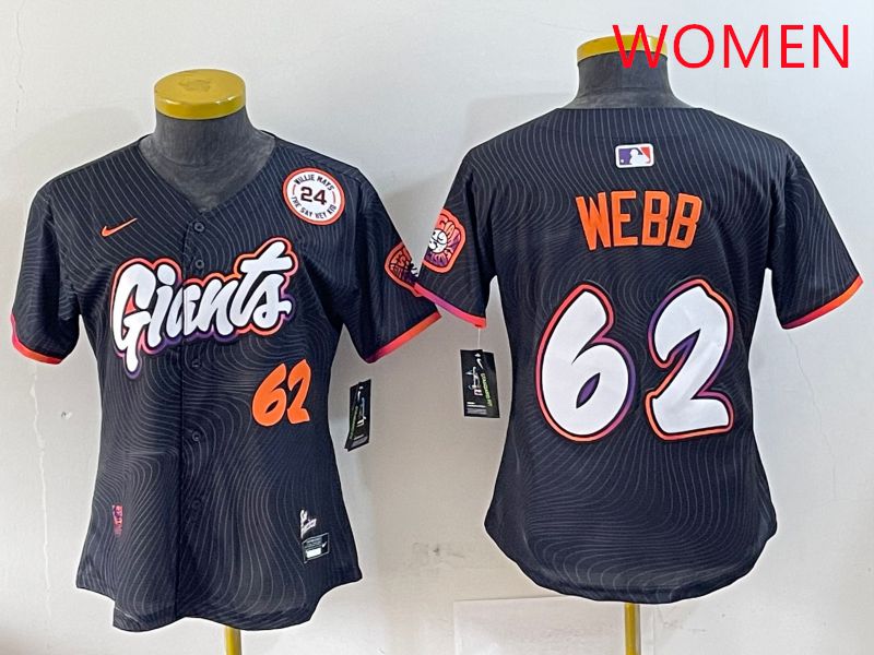 Women San Francisco Giants #62 Webb Black Joint Name Nike 2025 MLB Jersey style 10->women mlb jersey->Women Jersey